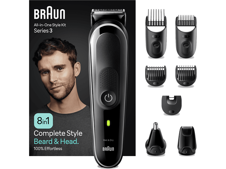 Braun Series 3 MGK3440 Recortadora 8 En 1 Para barba y pelo 80 min autonomía