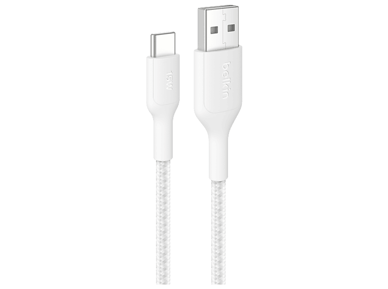 Belkin CAB022 1 m USB-A a USB-C 15W Trenzado Blanco