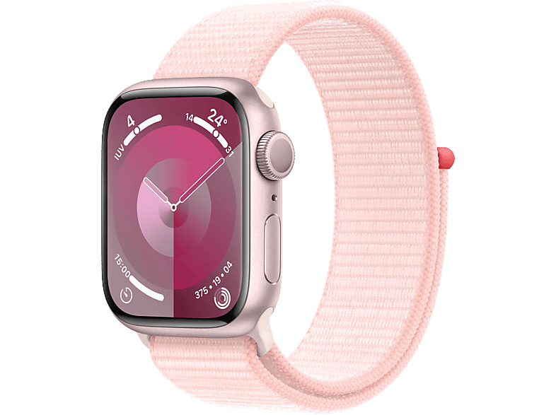 Apple Watch Series 9 (2023) GPS 41 mm Gesto de doble toque Caja de aluminio rosa Correa Sport Loop rosa