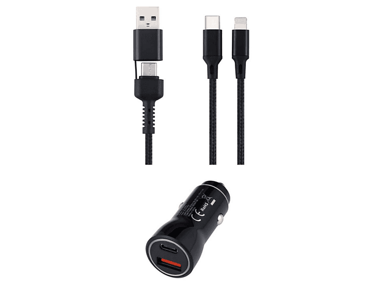 ISY ICC-5000-CC Universal Carga rápida USB-A/C a USB-C y Lightning Negro