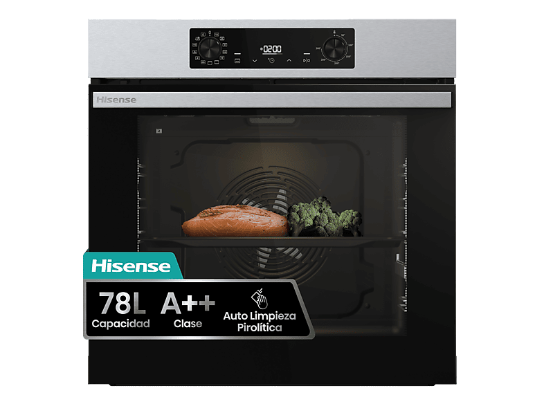 Hisense BI64223EPX Multifunción Pirolítico 78 l 59.5 cm Modo Air Fry Cocción Simultanea Negro
