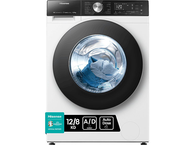 Hisense WD5S1245BW 12 kg/8 kg Motor Inverter WiFi 1400 rpm Autodosificacicón Blanco