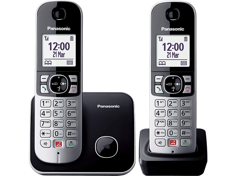 Panasonic KX-TG6852SP Dúo Inalámbrico Identificación de llamadas No molestar Negro + Base