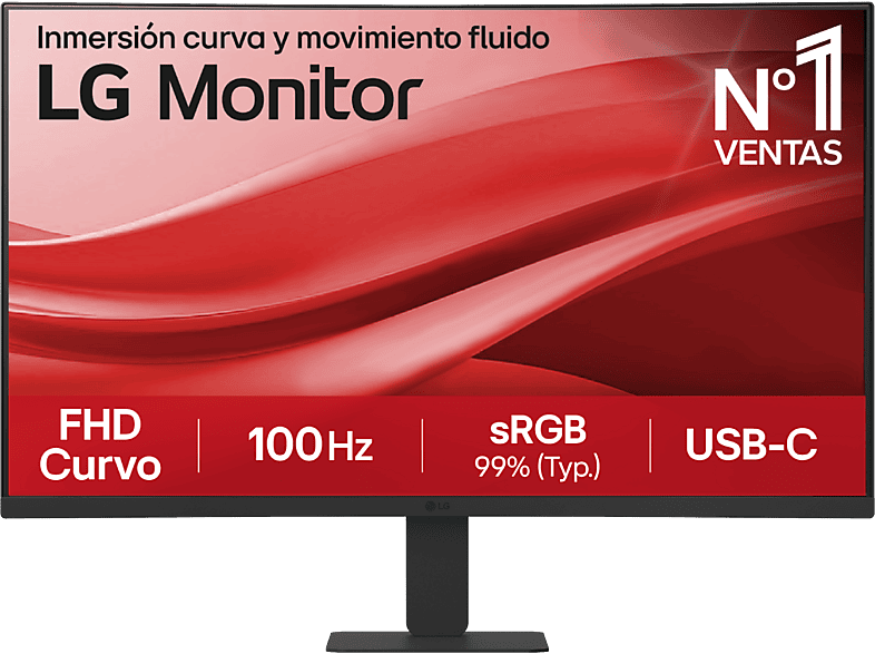 LG 27U421A-B 27 Full-HD 100 Hz 5 ms VA curvo 1500R HDMI USB-C Black Stabilizer Negro mate