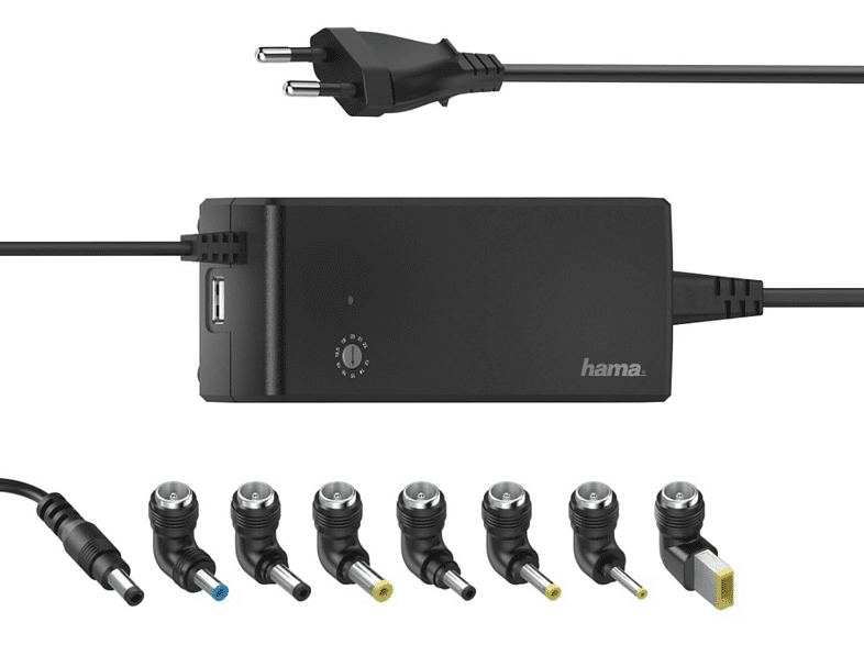 Hama Universal Notebook Power Supply Unit Para portátiles 90 W 8 conectores Negro
