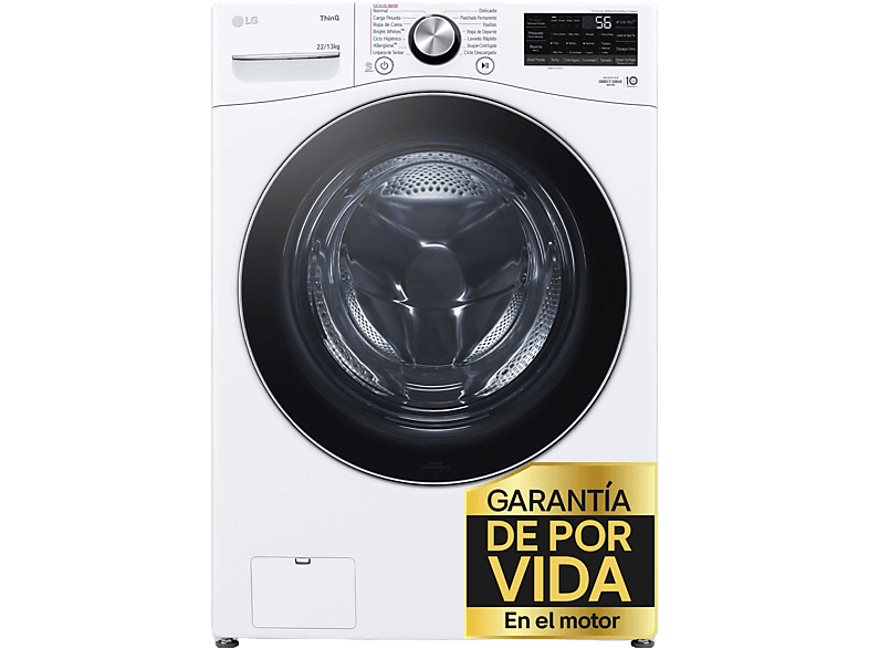 LG F0P3CYV2W 20 kg 1000 rpm 14 programas TurboWash™ 360˚ Steam™ Blanco
