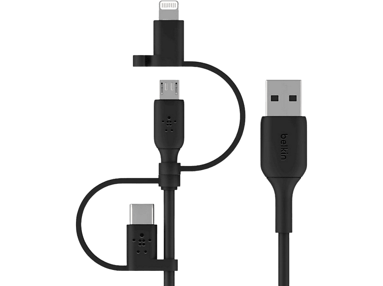 Belkin Cable Universal 3 en 1 USB-A USB-C Micro-USB Lightning 1 m Negro