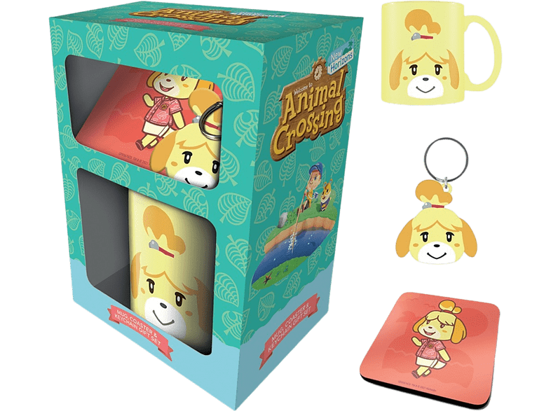 Sherwood Animal Crossing (Isabelle) Taza de cerámica + Llavero de goma + Posavasos Multicolor