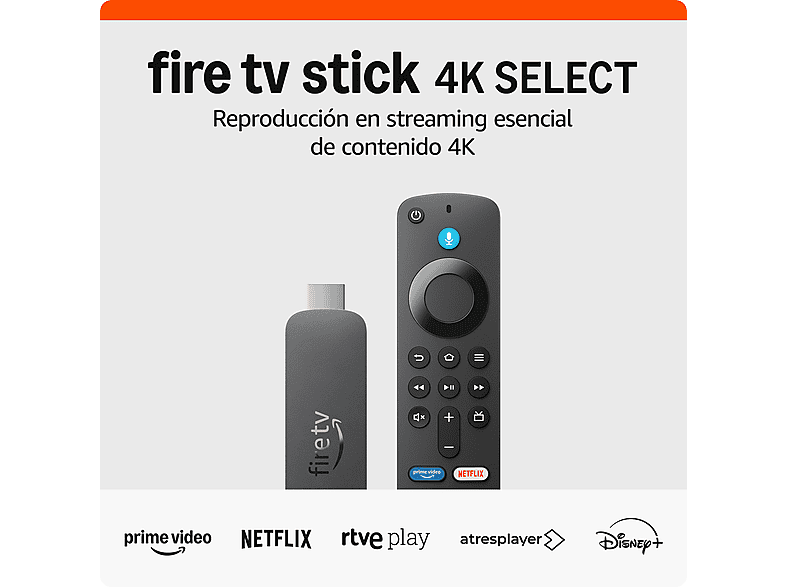 Amazon Fire TV Stick 4K Select (2025) Mando por voz Alexa Reproduce contenido 4K streaming TV gratuita y en directo Negro