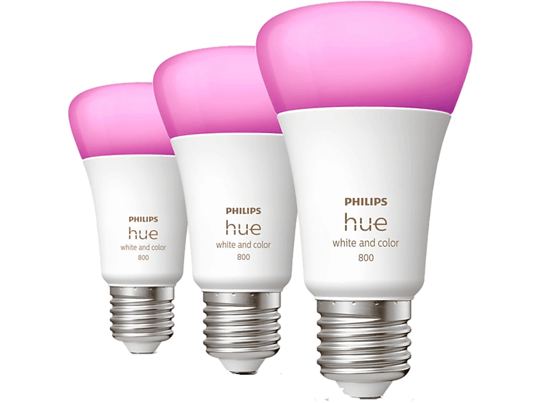 Philips Hue A60 Pack 3 E27 Luminosidad 800 Blanca y colores Bluetooth