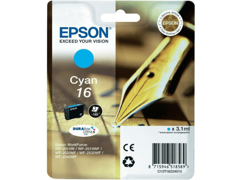 Epson 16 - Cián - para WorkForce WF-2010 WF-2510 WF-2520 WF-2530 WF-2540,