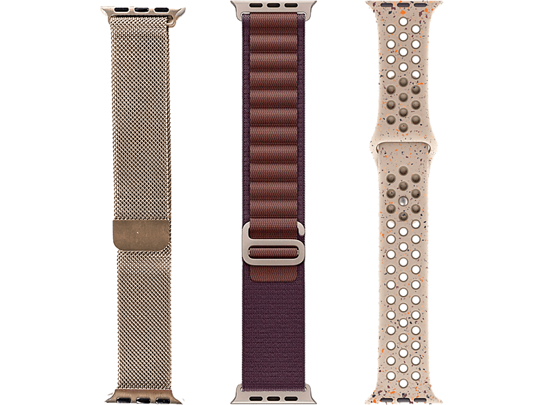 Friendly License FRSWB084 Pack de 3 Correas Apple Watch 38/40/41 mm Silicona Acero Inoxidable y Nylon Fancy Mix