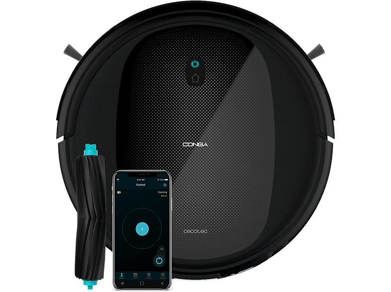 Cecotec Conga Flash Connected Titanium 2100 Pa 4 en 1 3 Niveles de potencia 160 min Control por voz Wi-Fi Negro