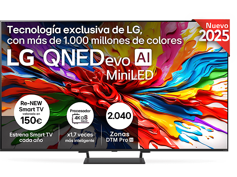 LG 55QNED93A6A UHD 4K Procesador Inteligente α8 AI Processor 4K Gen2 Smart TV DVB-T2 (H.265) Negro