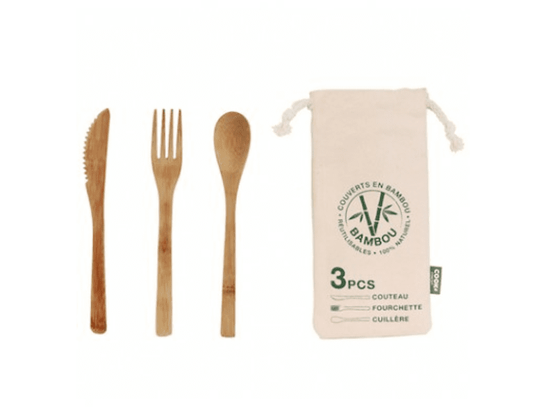 CMP Paris KA4357 Set 3 cubiertos Eco Bambú Bolsa Marrón
