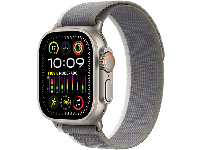 Apple Watch Ultra 2 (2023) GPS + Cellular 49 mm Caja de titanio Gesto doble toque Correa Trail Loop en Talla M/L de color Verde/Gris