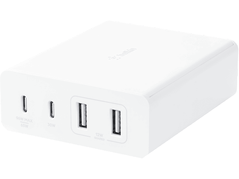 Belkin Cargador Boost Charge Pro GaN 108W 2 puertos USB-A 2 puertos USB-C Blanco