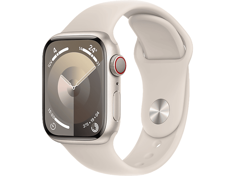 Apple Watch Series 9 (2023) GPS+CELL 41 mm Gesto de doble toque Caja de aluminio blanco estrella Correa deportiva blanco estrella Talla S/M