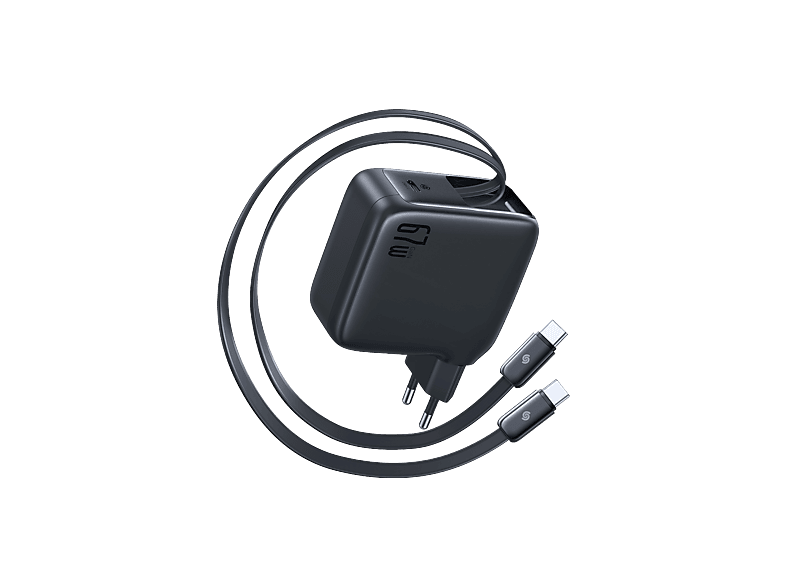 Baseus EnerCore CJ21 DUAL Con doble cable retráctil Tipo-C Carga simultánea rápida de 67 W Negro Cosmic