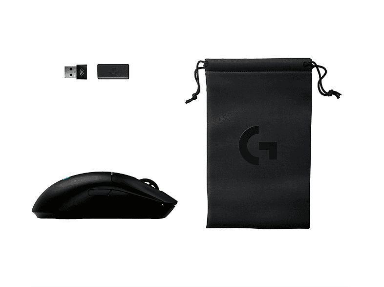 Logitech G Pro 2 Lightspeed + Funda + Dongle Bluetooth 44.000ppp Carga rápida Lightsync Ambidiestro Personalizable Negro