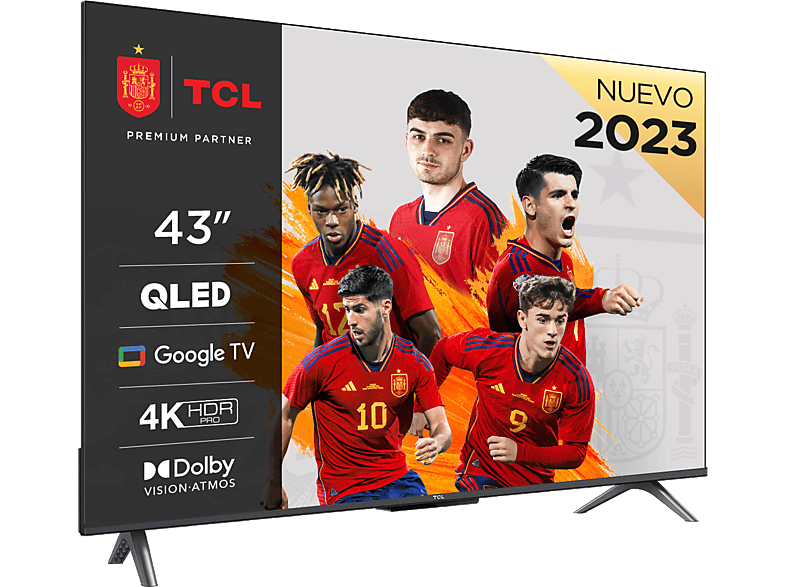TCL 43C645 UHD 4K Quad Core Smart TV Dolby Atmos  Brushed titanium metal front