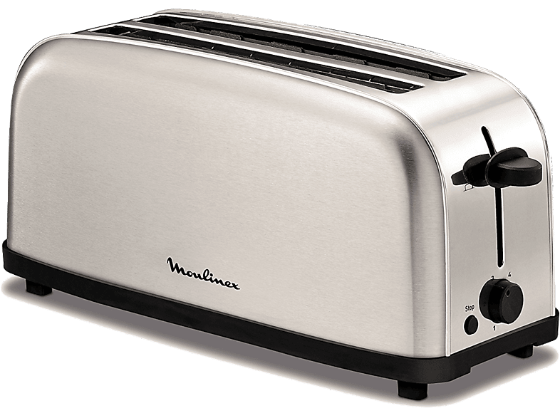 Moulinex Classic LS330D11 1400 W 2 Ranuras Extralargas 6 Niveles de tostado Bandeja recogemigas Botón Stop Acero Inoxidable
