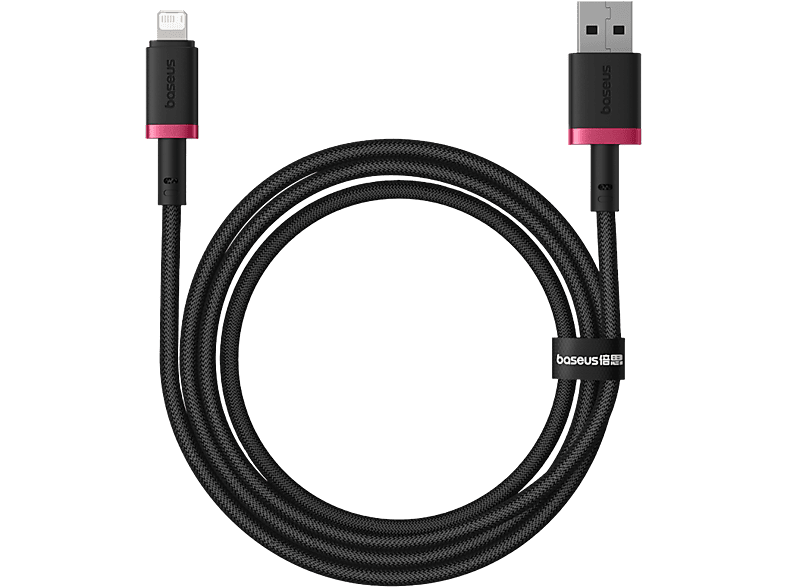 Baseus Dura Lightning - USB 100 cm 2.4A Carga rápida Rojo y Negro