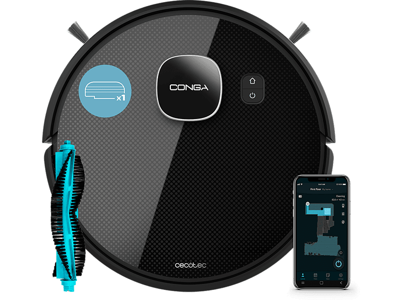 Cecotec Conga Eternal Max X-Treme Navegación Láser 3000 Pa 110 min 3 Niveles 10 Programas Asistente de voz Wi-Fi Negro