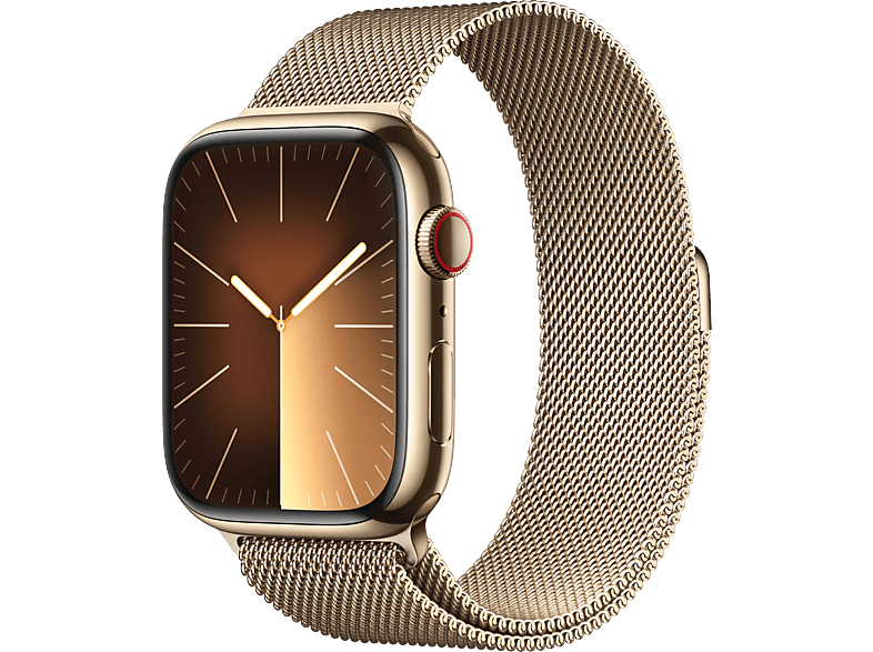 Apple Watch Series 9 (2023) GPS+CELL 45 mm Gesto de doble toque Caja de acero inoxidable oro Correa Milanese Loop oro