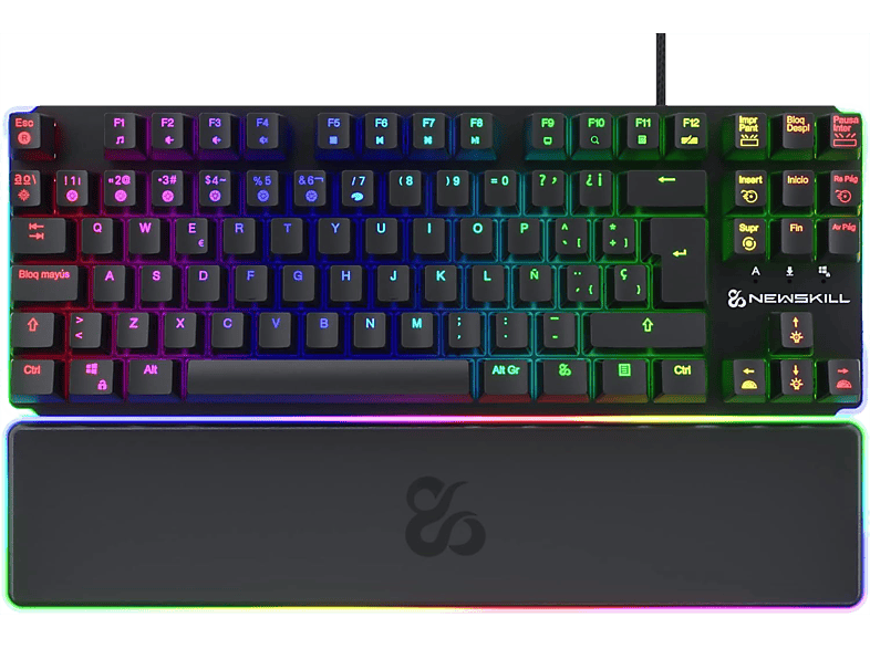 Newskill Gungnyr pro TKL USB 2.0 Teclas iluminadas Antighosting Con reposamuñecas Negro
