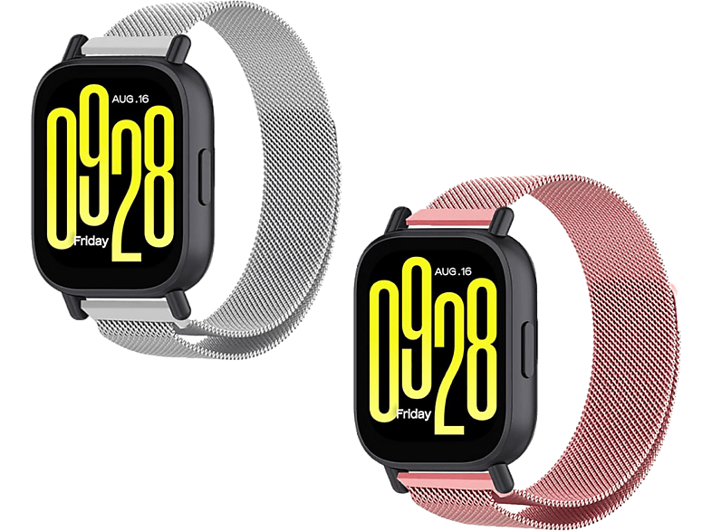 Friendly License FRSWB107 Acero inoxidable Compatible con Redmi Watch 5  active y 5 lite Milanesa Plata y Rosa