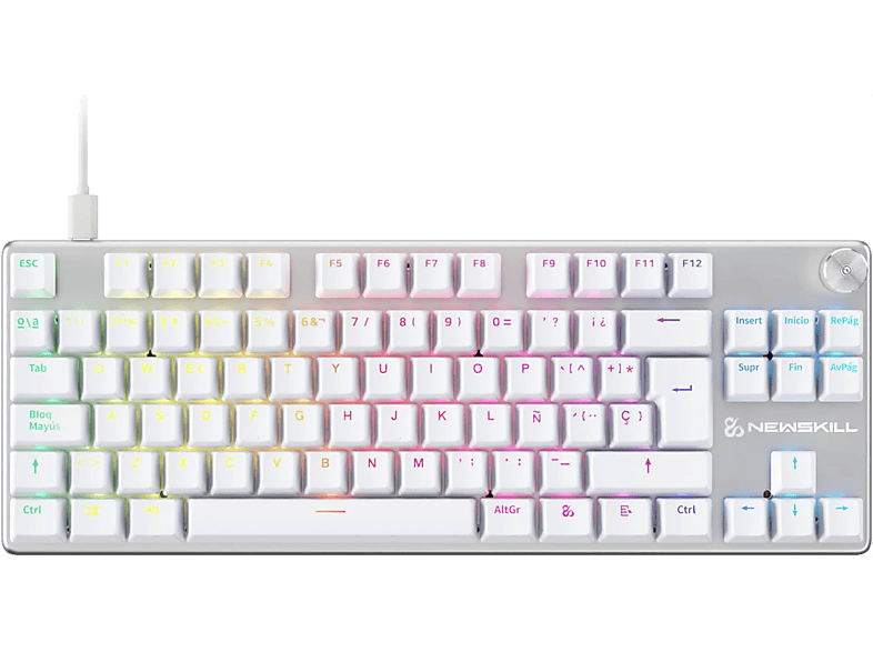 NEWSKILL Serike V2 TKL USB tipo A extraible Teclas iluminadas Con rueda de volumen Blanco