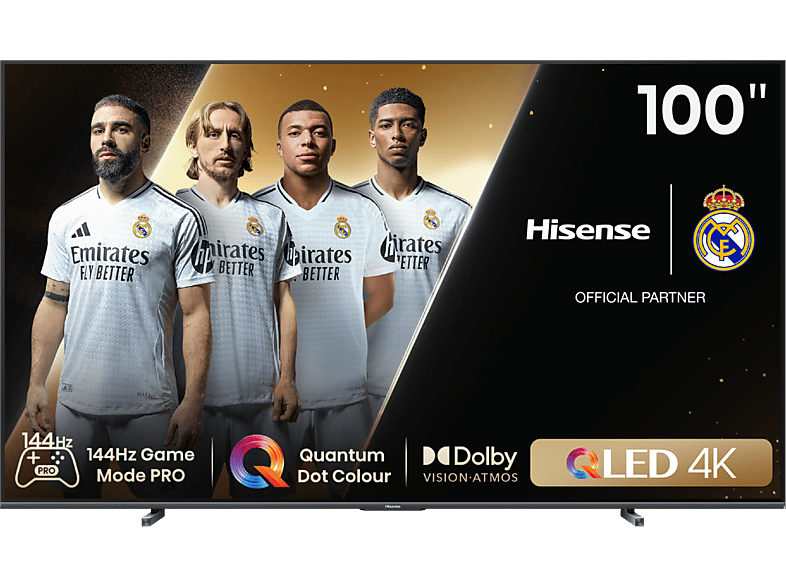Hisense 100E7NQ Pro UHD 4K Game Bar 144Hz Dolby Vision IQ Dolby Atmos Subwoofer IA Negro