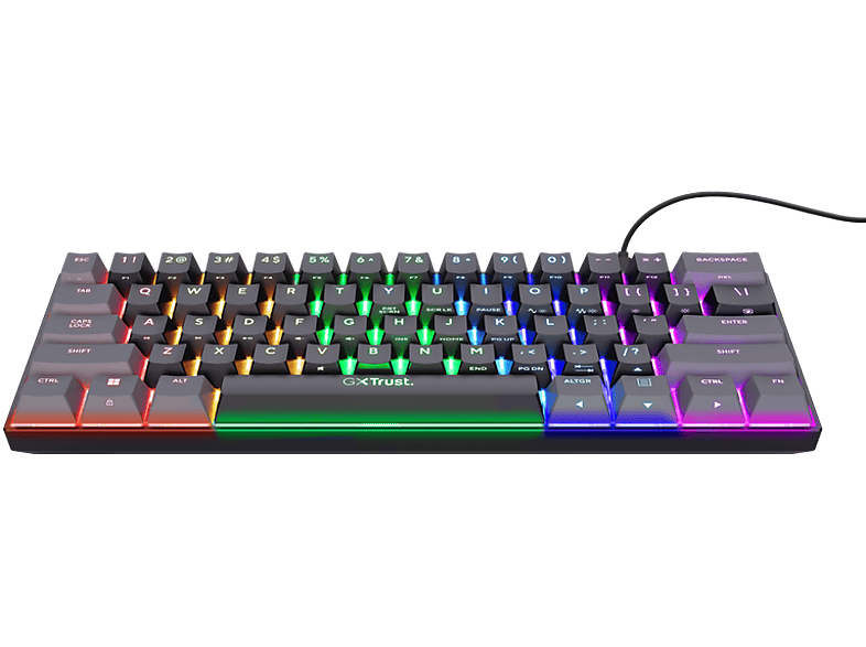 Trust GXT 867 Acira 60% más compacto Con cable 61 teclas Iluminación RGB Negro