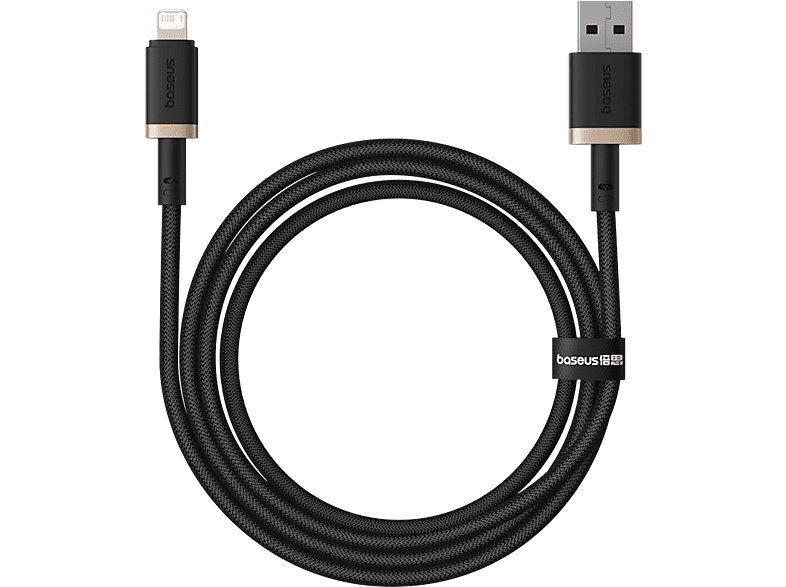 Baseus Dura Lightning - USB 100 cm 2.4A Carga rápida Negro y Dorado