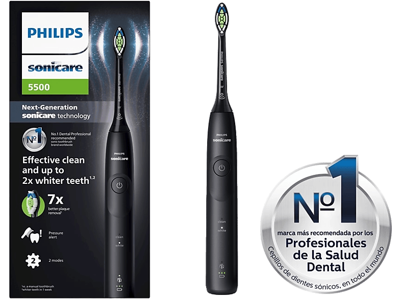 Philips Sonicare 5500 HX7111/01 Tecnología sónica Sensor de presión Temporizadores intuitivos Negro