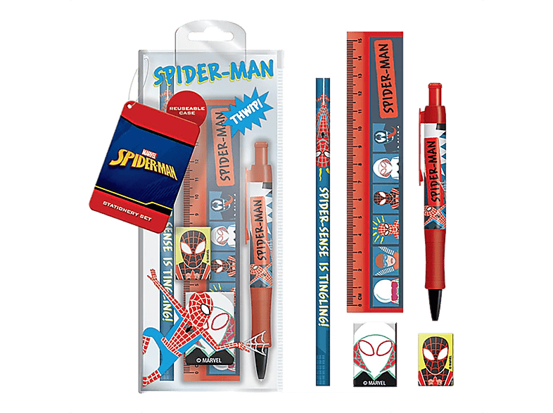 Pyramid International Spider-Man Set de papelería (bolígrafo lápiz regla sacapuntas y goma)