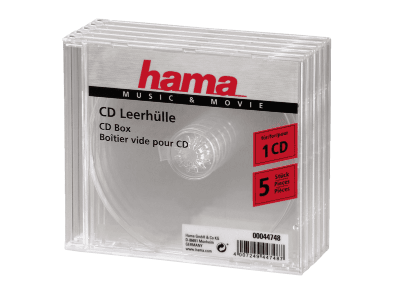 Hama CD/CD-ROM sleeves clear 5 pack 1discos Transparente