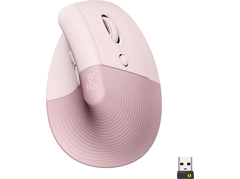 Logitech Lift Vertical Ergonómico 4000 ppp Botones personalizables Multidispositivo Windows-Mac USB Logi Bolt Rosa