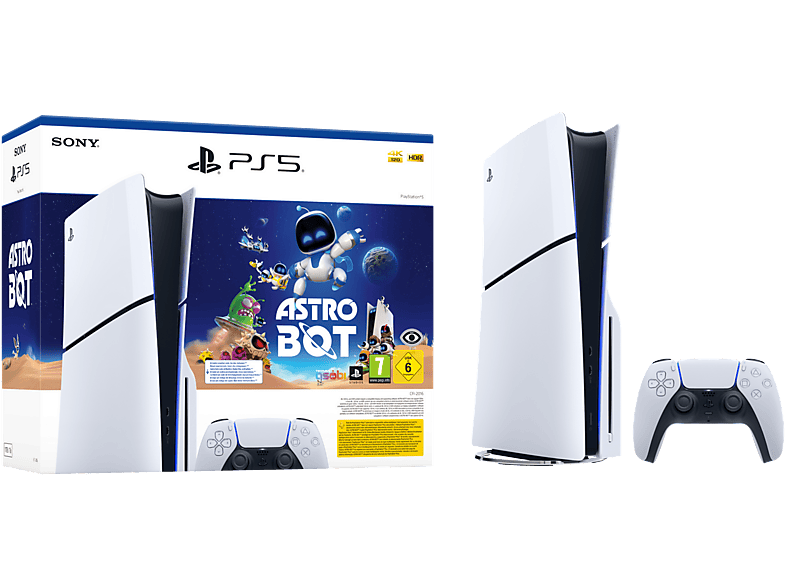 Sony PS5 Slim Standard 1 TB SSD 4K 1 mando Chasis D Blanco + Código de descarga de juego Astro Bot