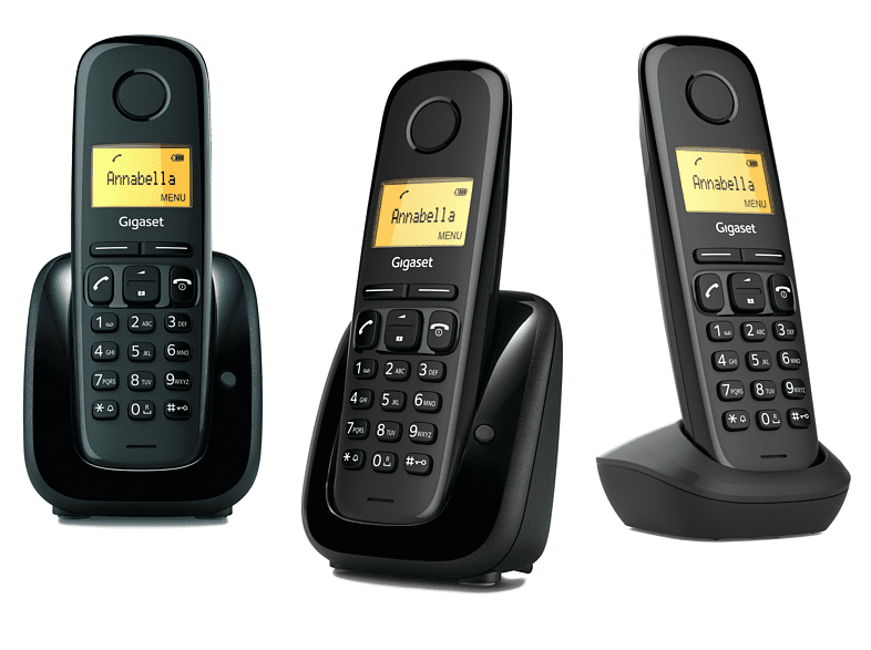 Gigaset A180 Trio Pantalla 1.5 50 contactos Identificador llamadas Rellamada Negro