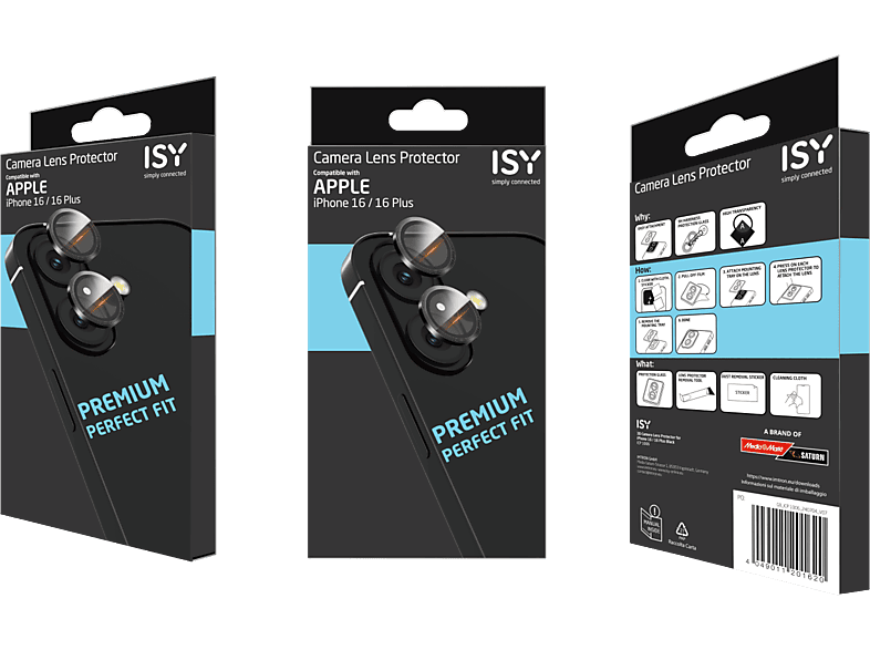 Isy ICP 1006 Compatible con iPhone 16 y iPhone 16 Plus Cristal templado Transparente