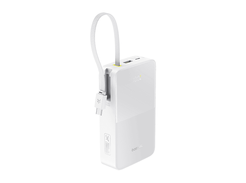 Baseus EnerFill Bipow2 Pro 20000mAh 22.5W Cable retráctil Carga simultánea ultrarrápida USB-C Blanco Moon