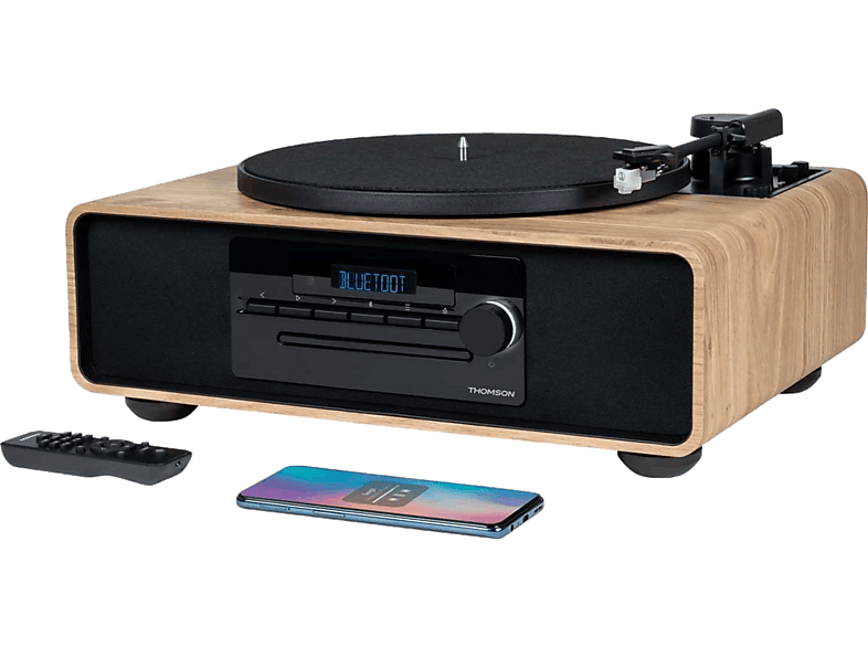Thomson MIC300TT 60 W Bluetooth Tocadiscos CD MP3 USB Negro madera