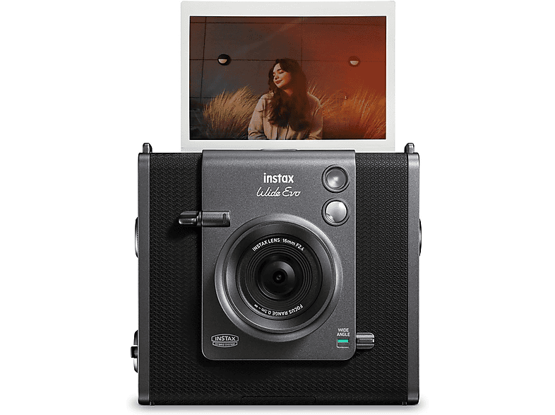 Fujifilm Instax Wide Evo 86 mm x 108 mm Apertura F2.4 Flash Temporizador Negro