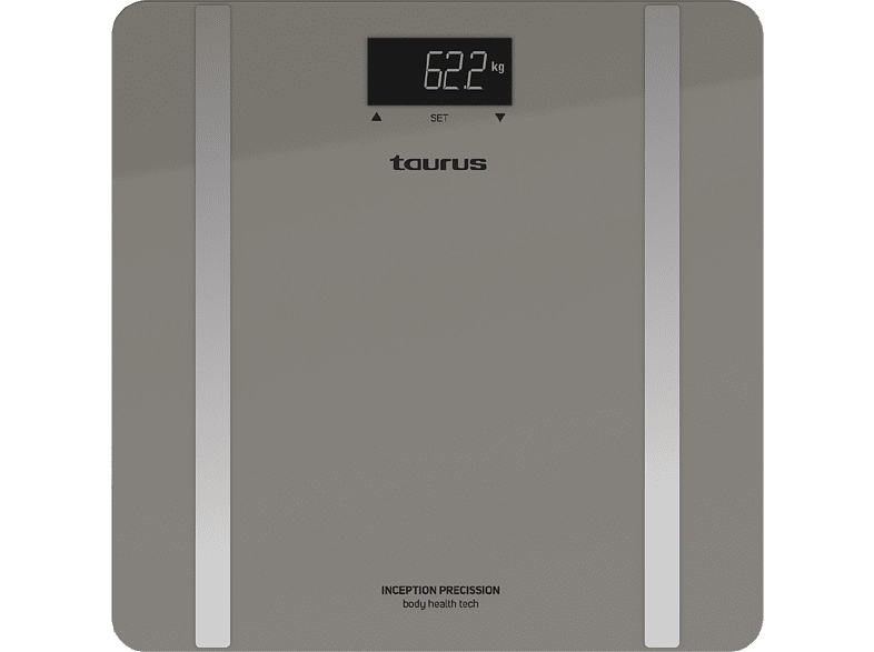 Taurus Inception Precission calcula el porcentaje de grasa y agua corporal cristal templado peso máx 180kg precisión 0,1kg