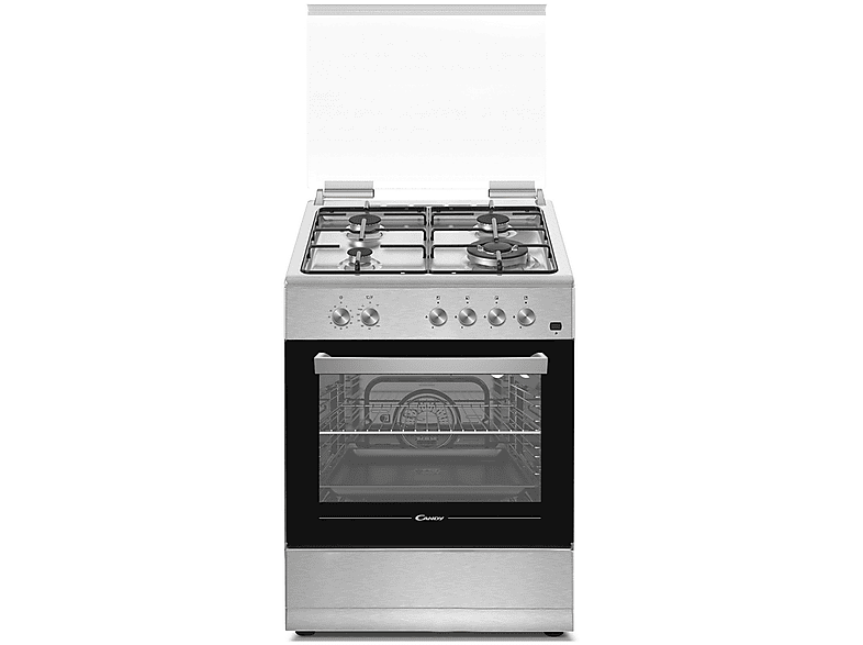 Candy CGG655SI/E Encimera Gas 4 zonas Horno gas 55 l Inox