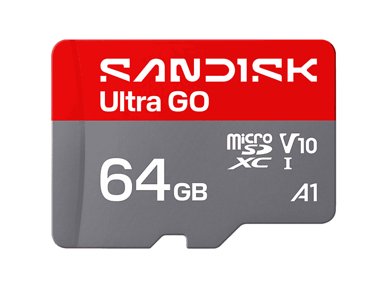 SANDISK Ultra GO 64 GB Hasta 140 MB/s de lectura Vídeo en Full HD V10 U1 C10 A1 memoria NAND Gris
