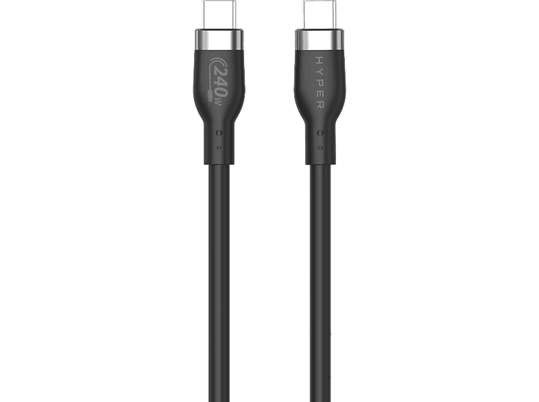 Hyper HJ4002BKGL Universal 2m Silicona 240W USB-C a USB-C Negro
