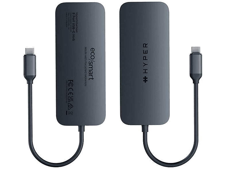 Hyper HD4004GL 8 puertos HDMI 4K USB-C USB-A microSD SD Azul noche
